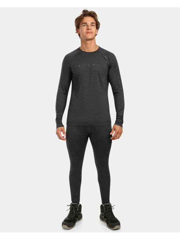 Kilpi Pánské termo triko z MERINO WOOL s dlouhým rukávem Kilpi MAVORA TOP-M Černá