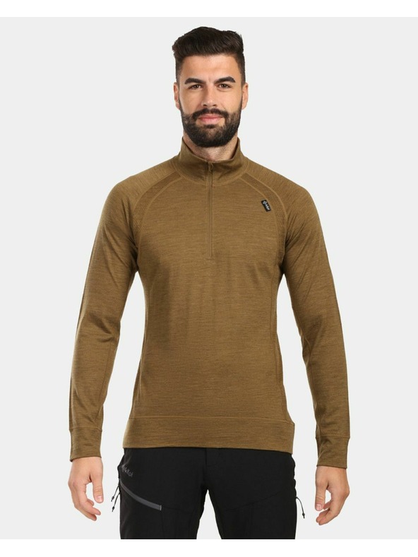 Kilpi Pánské termo triko s dlouhým rukávem z MERINO WOOL Kilpi JAGER-M Hnědá