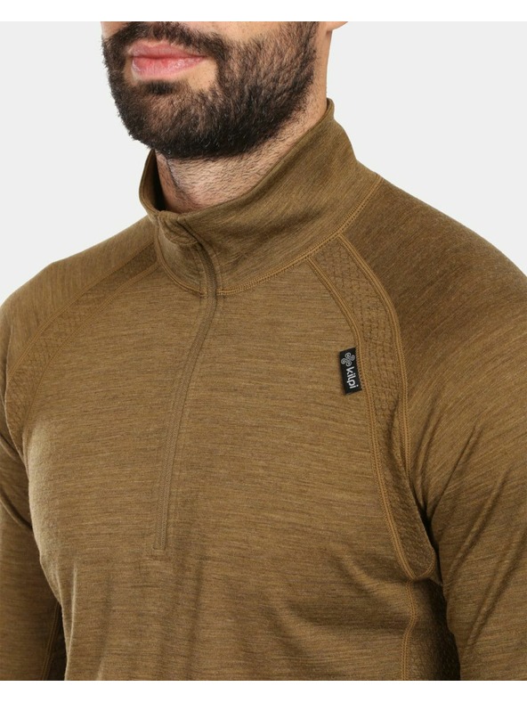 Kilpi Pánské termo triko s dlouhým rukávem z MERINO WOOL Kilpi JAGER-M Hnědá