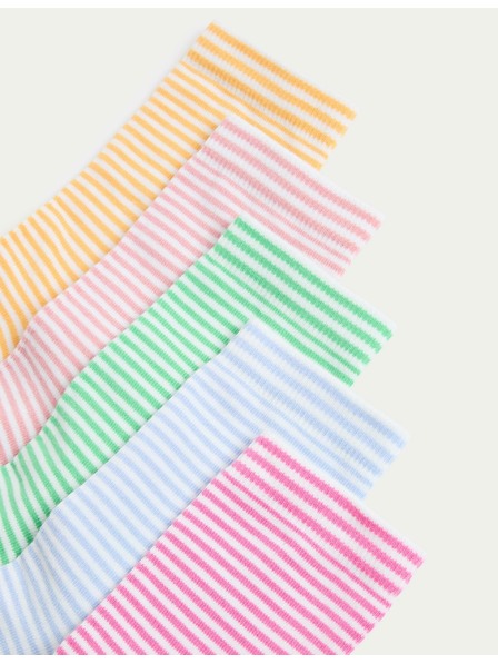 Marks & Spencer Pruhované ponožky s vysokým podílem bavlny, sada 5 párů (6 malé – 7 velké) Marks & Spencer vícebarevná