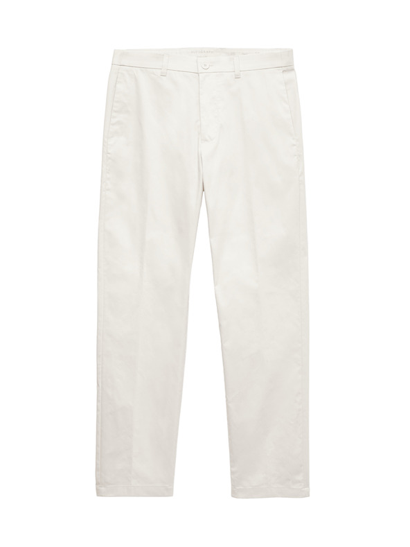 Marks & Spencer Super lehké chino kalhoty, normální střih Marks & Spencer smetanová