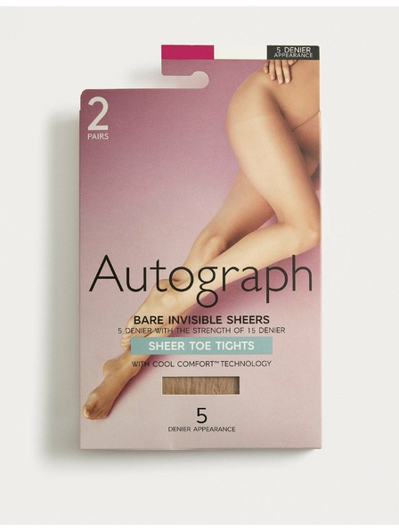 Marks & Spencer Průsvitné punčochové kalhoty, neviditelné, 5 DEN, 2 ks v balení Marks & Spencer béžová