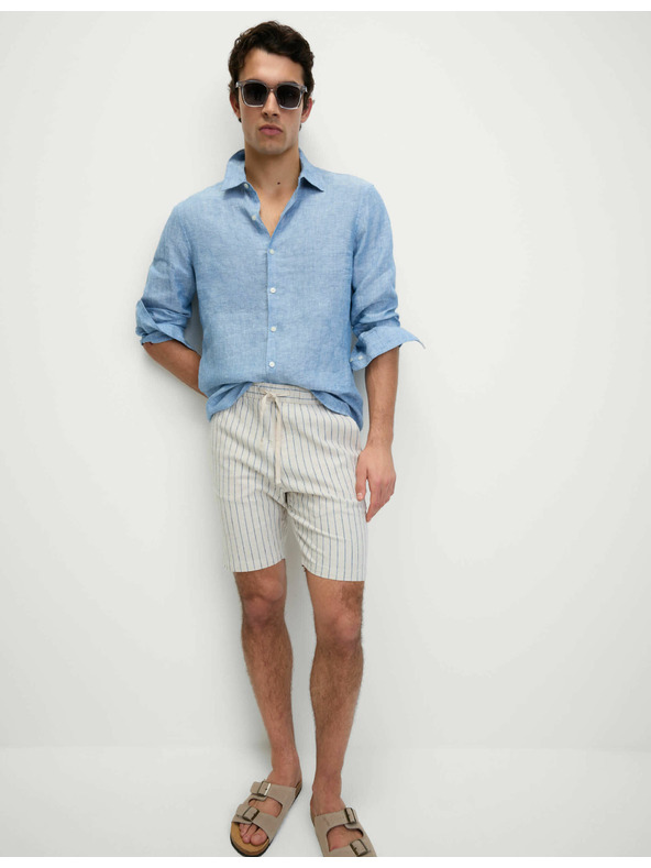 Marks & Spencer Šortky ze směsi lnu, s elastickým pasem Marks & Spencer béžová