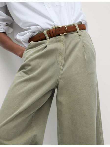 Marks & Spencer Mačkané kalhoty širokou nohavicí s vysokým podílem bavlny Marks & Spencer hnědá