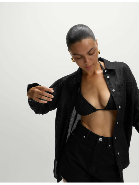 Marks & Spencer Plážová košile z čisté bavlny s límečkem Marks & Spencer černá