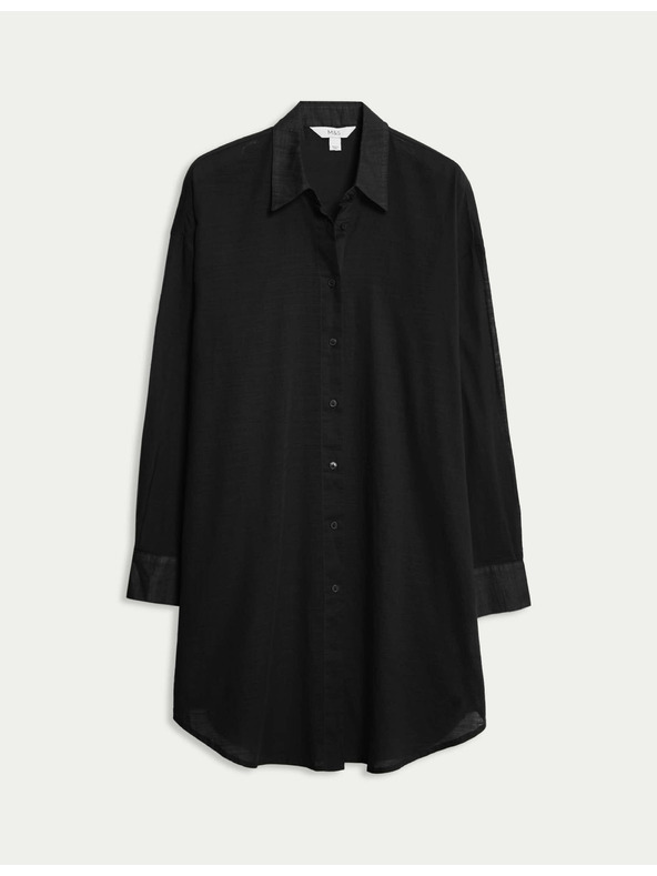 Marks & Spencer Plážová košile z čisté bavlny s límečkem Marks & Spencer černá