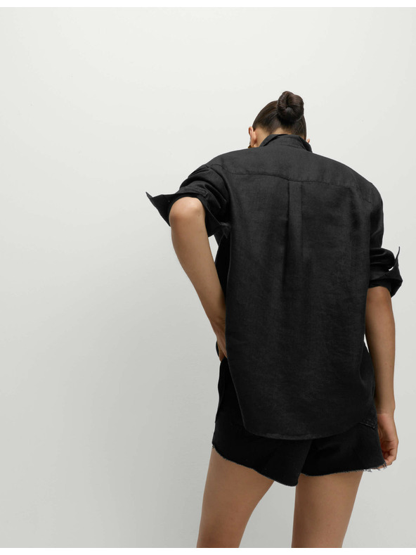 Marks & Spencer Plážová košile z čisté bavlny s límečkem Marks & Spencer černá