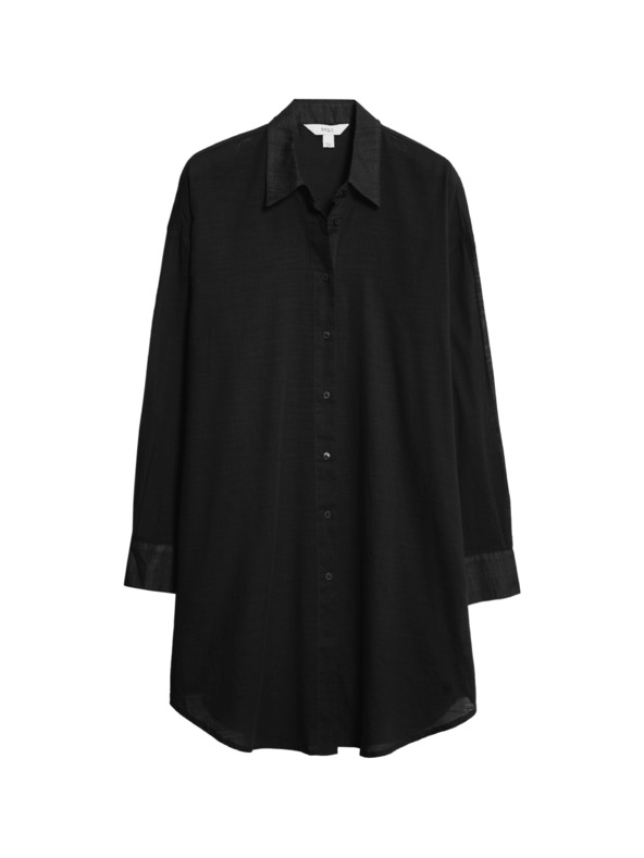 Marks & Spencer Plážová košile z čisté bavlny s límečkem Marks & Spencer černá