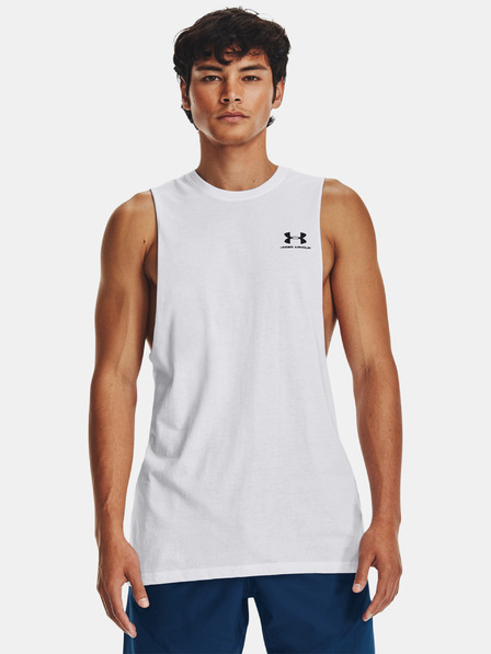 Under Armour Pánské tílko Under Armour UA LEFT CHEST CUT OFF TANK-WHT