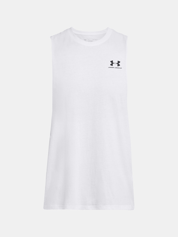 Under Armour Pánské tílko Under Armour UA LEFT CHEST CUT OFF TANK-WHT