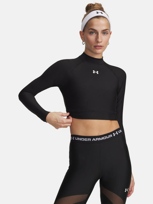 Under Armour Dámské tričko Under Armour HeatGear Crop Mock LS-BLK
