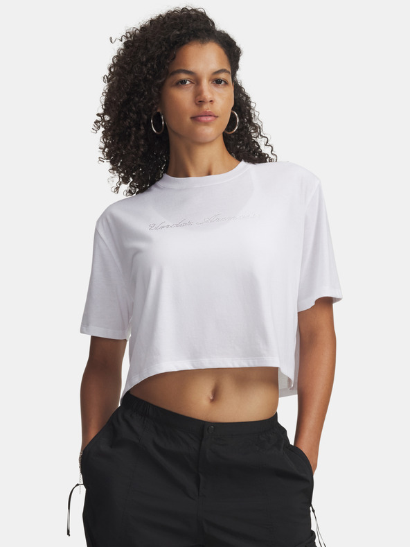 Under Armour Dámské tričko Under Armour UA W WM CROP SS-WHT