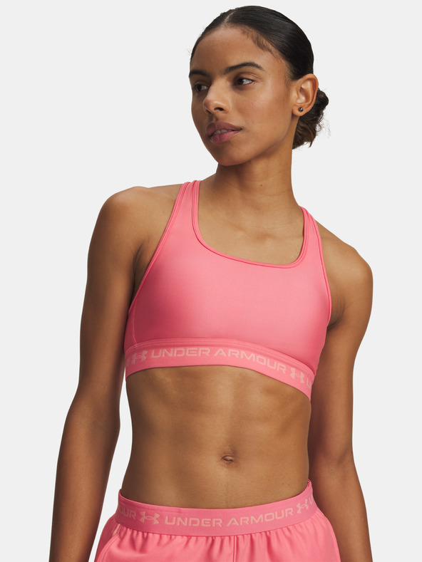 Under Armour Dámská podprsenka Under Armour Crossback Mid Bra-PNK