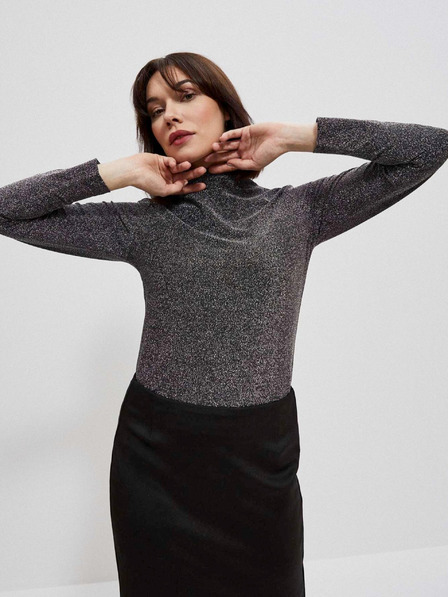 Moodo Černá dámská halenka s metalickou nití Moodo