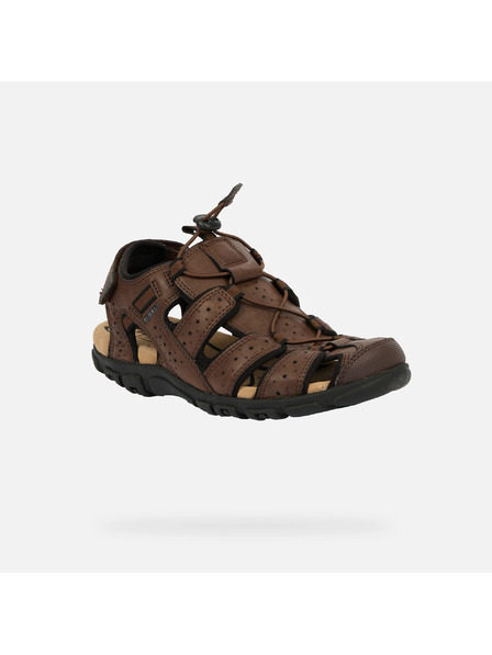 Geox Tmavě hnědé pánské sandály Geox Omo Sandal Strada