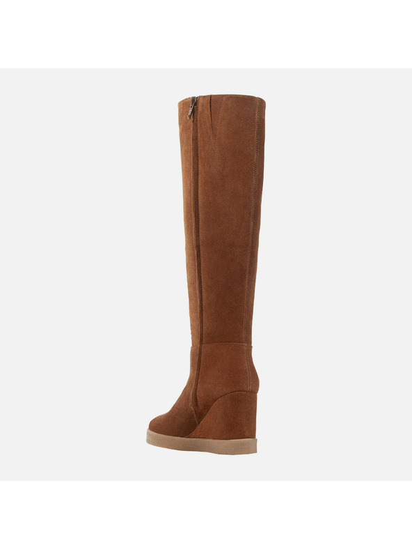 Geox Hnědé dámské kozačky Geox Wedge