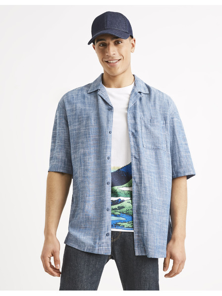 Celio Modrá pánská žíhaná košile Celio Tallinn