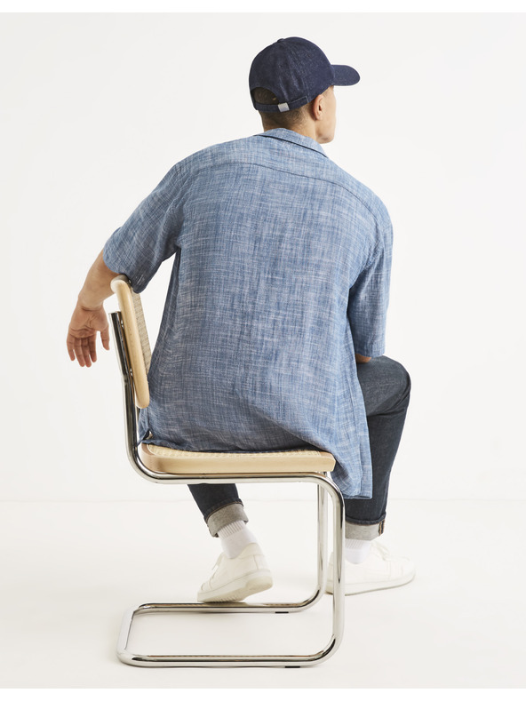 Celio Modrá pánská žíhaná košile Celio Tallinn
