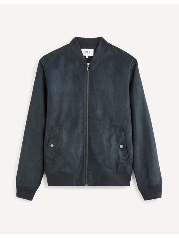 Celio Tmavě modrý pánský bomber v semišové úpravě Celio Budain