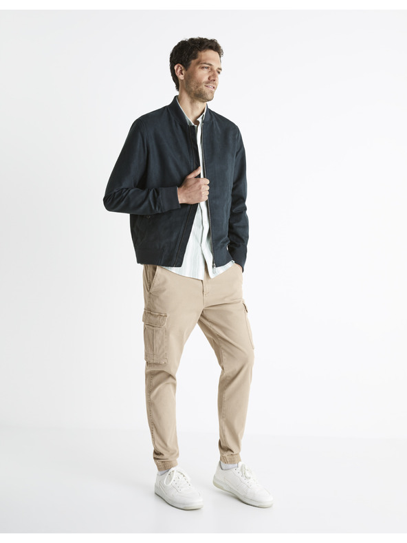 Celio Tmavě modrý pánský bomber v semišové úpravě Celio Budain