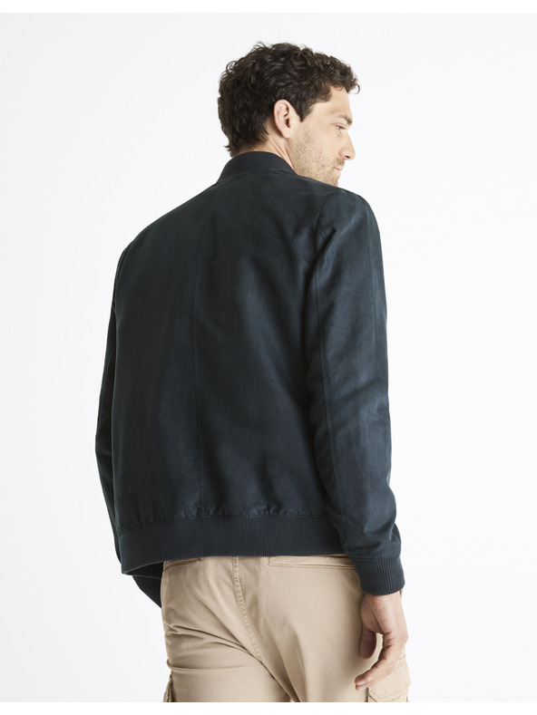 Celio Tmavě modrý pánský bomber v semišové úpravě Celio Budain