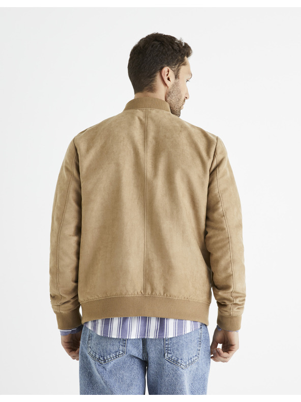 Celio Světle hnědý pánský bomber v semišové úpravě Celio Budain