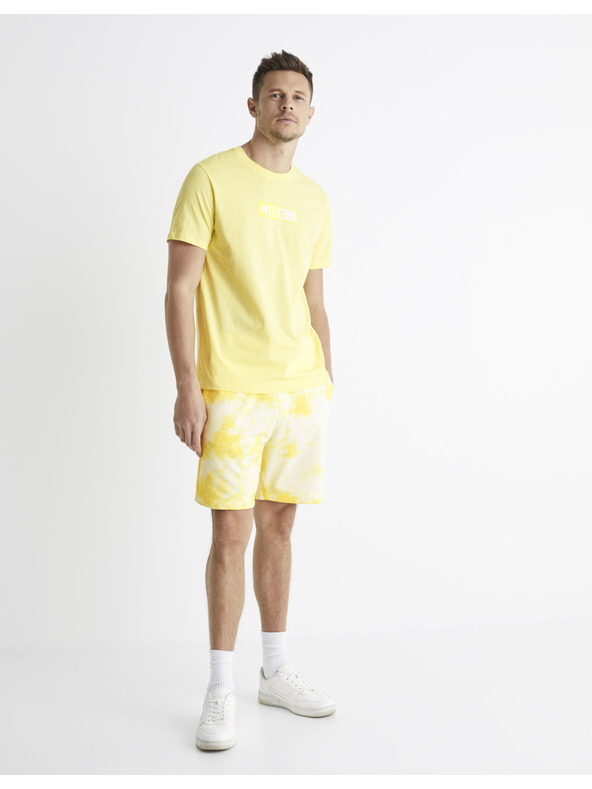 Celio Žluté batikované kraťasy Celio Botache