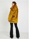 Orsay Hořčicový dámský kabát z umělé kožešiny ORSAY