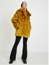 Orsay Hořčicový dámský kabát z umělé kožešiny ORSAY