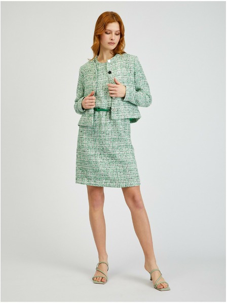 Orsay Zelené dámské vzorované šaty s páskem ORSAY