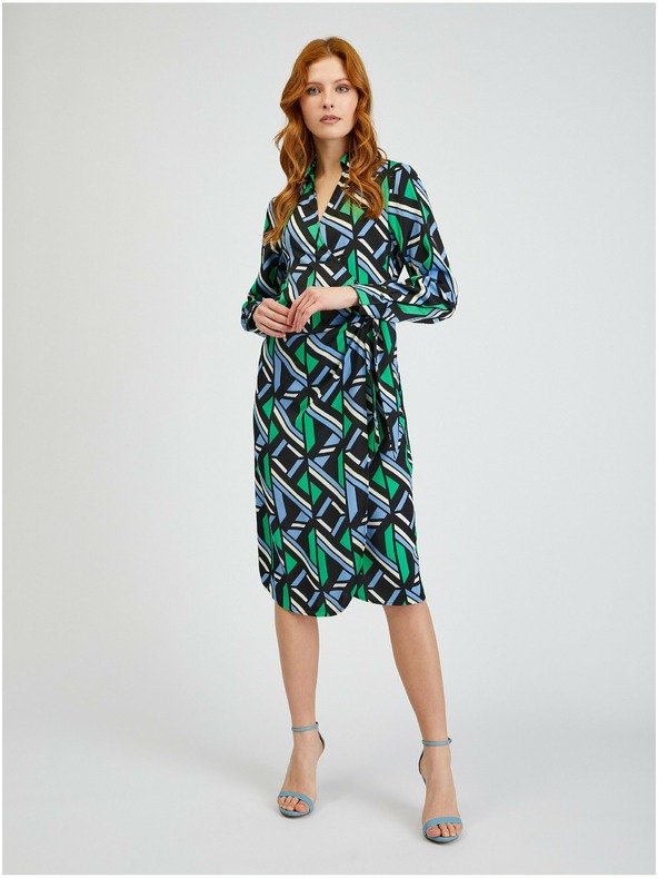 Orsay Zeleno-černé dámské vzorované zavinovací šaty ORSAY