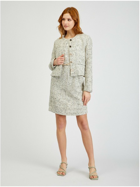 Orsay Krémové dámské vzorované šaty s páskem ORSAY