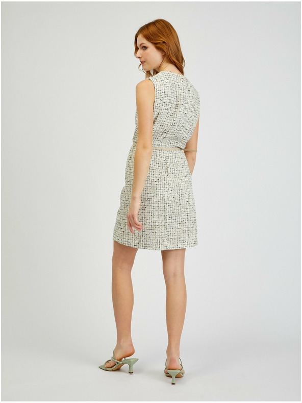 Orsay Krémové dámské vzorované šaty s páskem ORSAY