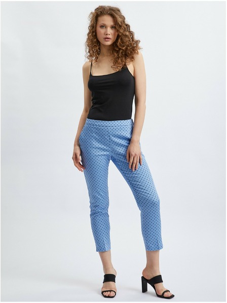 Orsay Modré dámské tříčtvrteční puntíkované kalhoty ORSAY