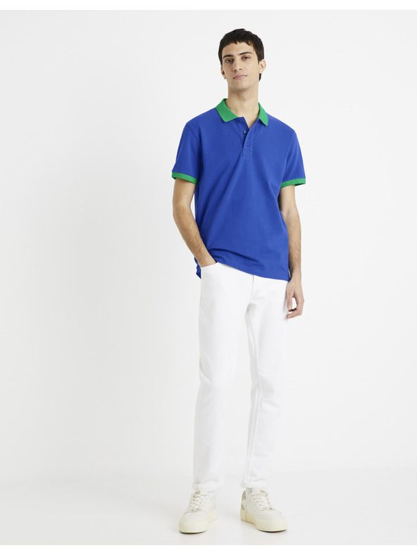 Celio Modré pánské polo tričko Celio Decabestan