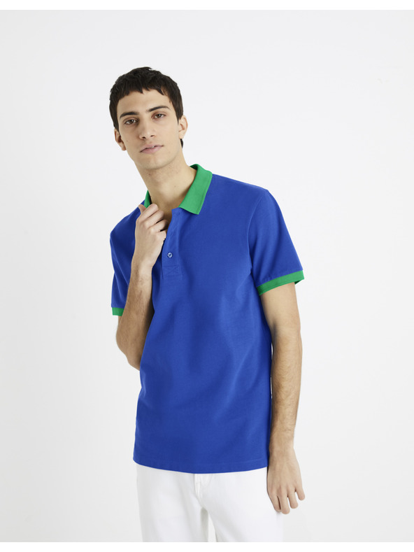 Celio Modré pánské polo tričko Celio Decabestan