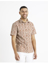 Celio Hnědo-krémová pánská vzorované košile Celio Daprinta