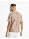 Celio Hnědo-krémová pánská vzorované košile Celio Daprinta