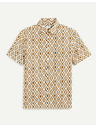 Celio Hnědo-krémová pánská vzorované košile Celio Daprinta