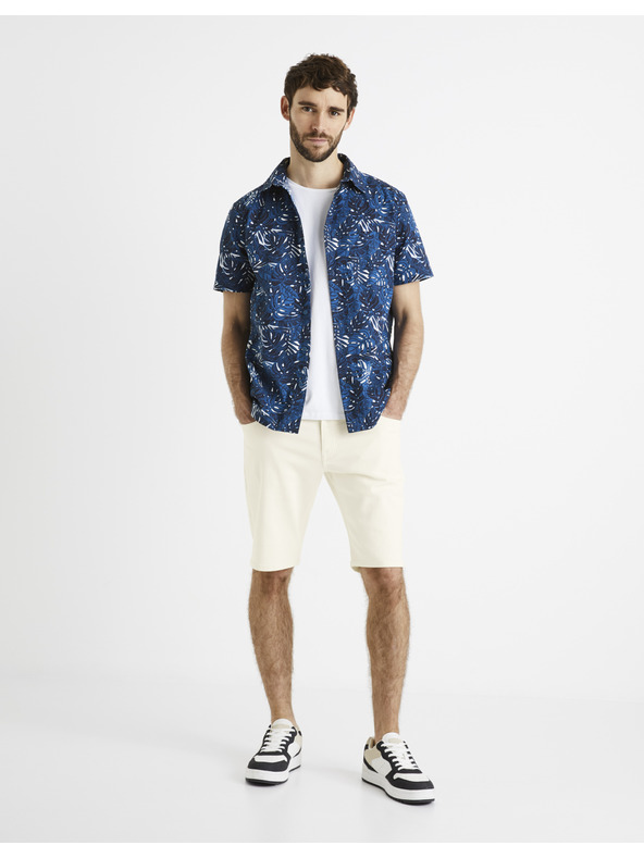 Celio Tmavě modrá pánská vzorovaná košile Celio Daprinti