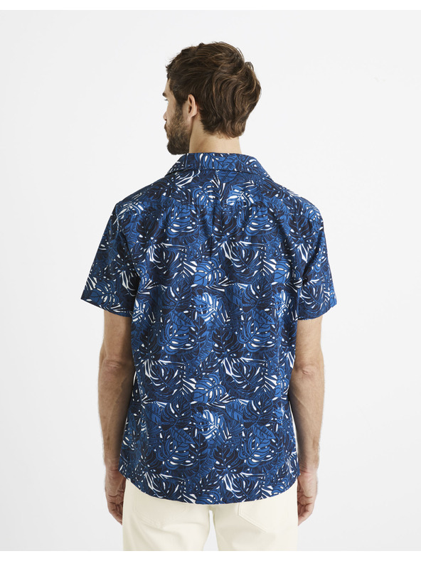 Celio Tmavě modrá pánská vzorovaná košile Celio Daprinti