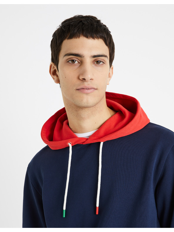 Celio Červeno-modrá pánská mikina Celio Demultico