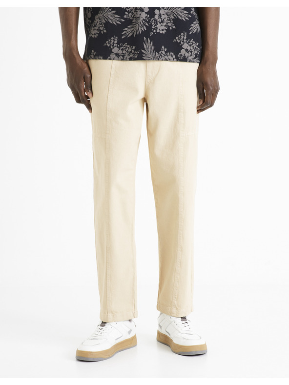 Celio Krémové pánské zkrácené kalhoty Celio Dorust