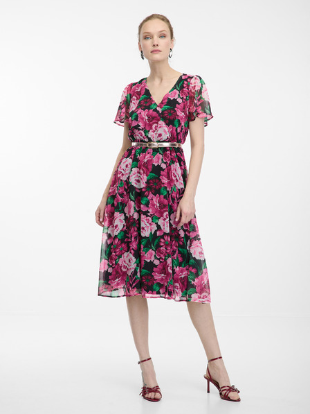 Orsay Černo-růžové dámské květované šaty ORSAY