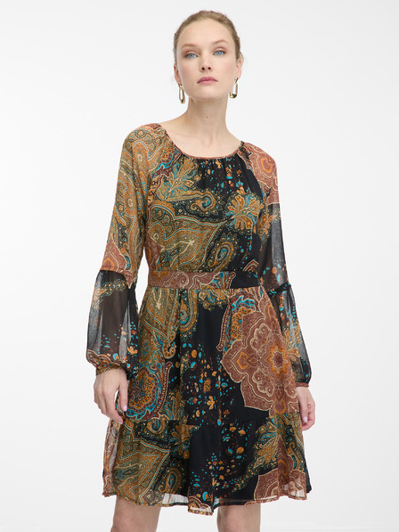 Orsay Černo-hnědé dámské vzorované šaty ORSAY