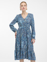 Orsay Modré dámské vzorované  midišaty ORSAY