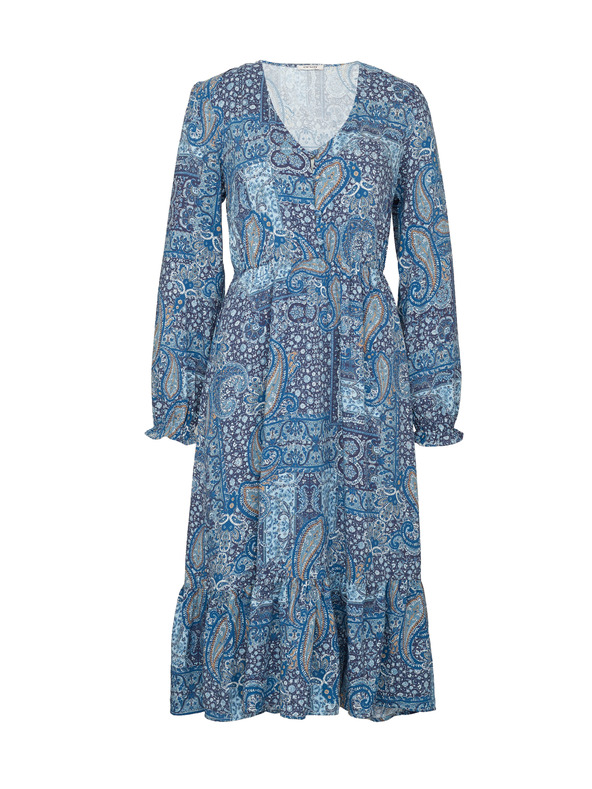 Orsay Modré dámské vzorované  midišaty ORSAY