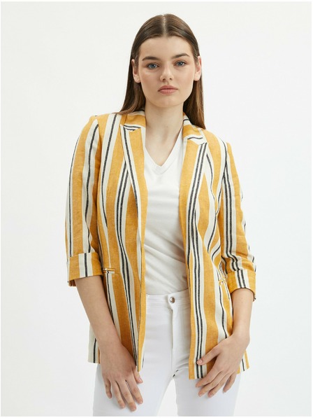 Orsay Oranžové dámské pruhované lněné sako ORSAY