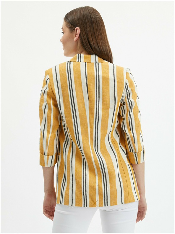 Orsay Oranžové dámské pruhované lněné sako ORSAY