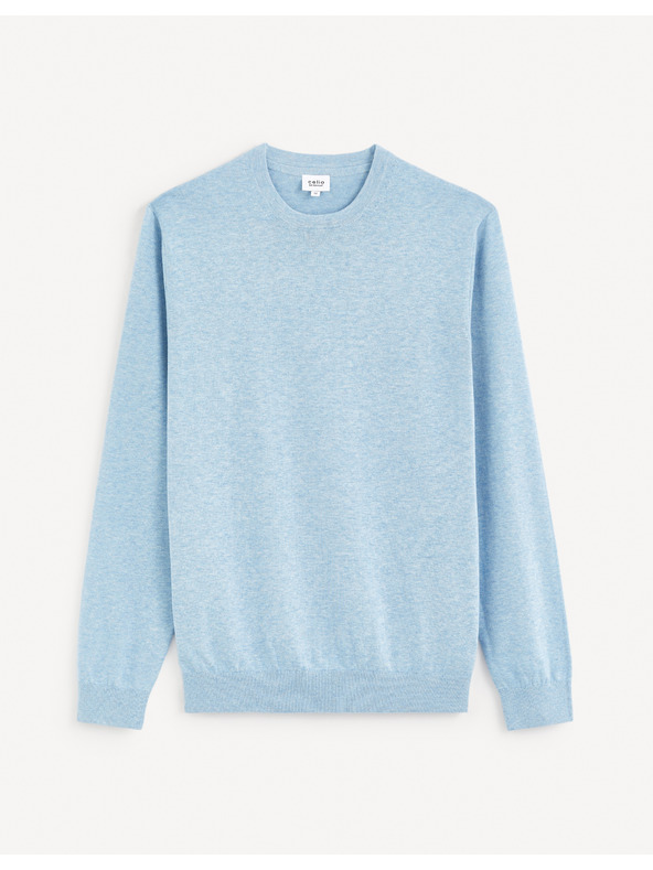 Celio Světle modrý pánský basic svetr Celio Decoton